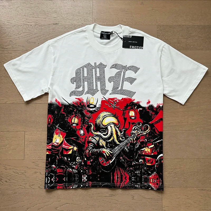 "Camiseta Unisex con estampado de Ángel, mezcla de tejidos, ideal para el streetwear en pareja. Cuello redondo, manga corta y un diseño moderno para brillar en verano."