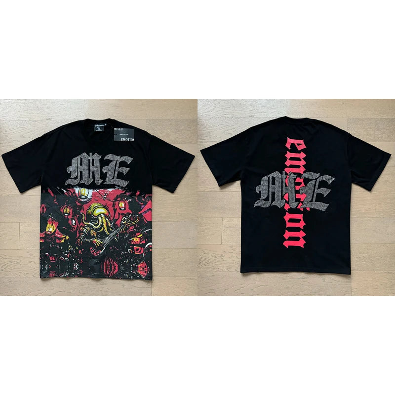 "Camiseta Unisex con estampado de Ángel, mezcla de tejidos, ideal para el streetwear en pareja. Cuello redondo, manga corta y un diseño moderno para brillar en verano."