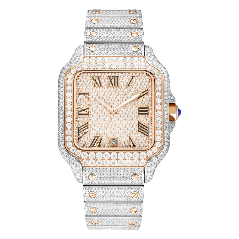    Reloj SEAKOSS de 40 mm con Diamantes de Moissanita, Reloj de Pulsera Mecánico Automático, Estilo Hip Hop, Joyería de Lujo