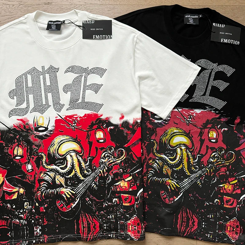 "Camiseta Unisex con estampado de Ángel, mezcla de tejidos, ideal para el streetwear en pareja. Cuello redondo, manga corta y un diseño moderno para brillar en verano."