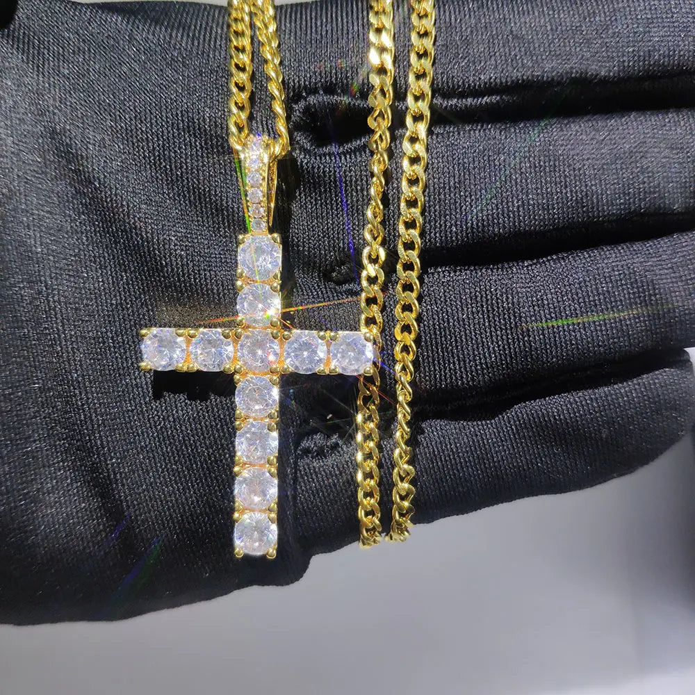 COLGANTE CRUZ ICED OUT CON PIEDRAS – CADENAS ESTILO SOGA, VVS Y MÁS VARIANTES