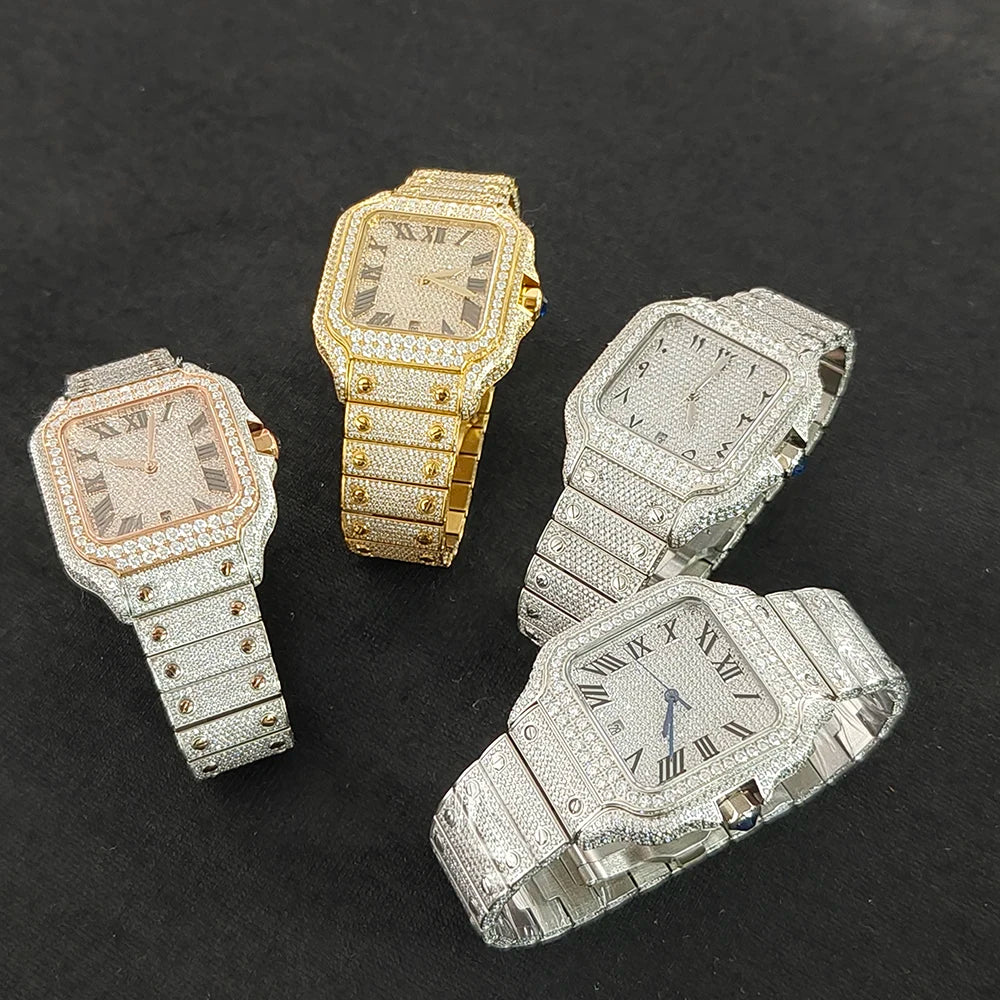    Reloj SEAKOSS de 40 mm con Diamantes de Moissanita, Reloj de Pulsera Mecánico Automático, Estilo Hip Hop, Joyería de Lujo