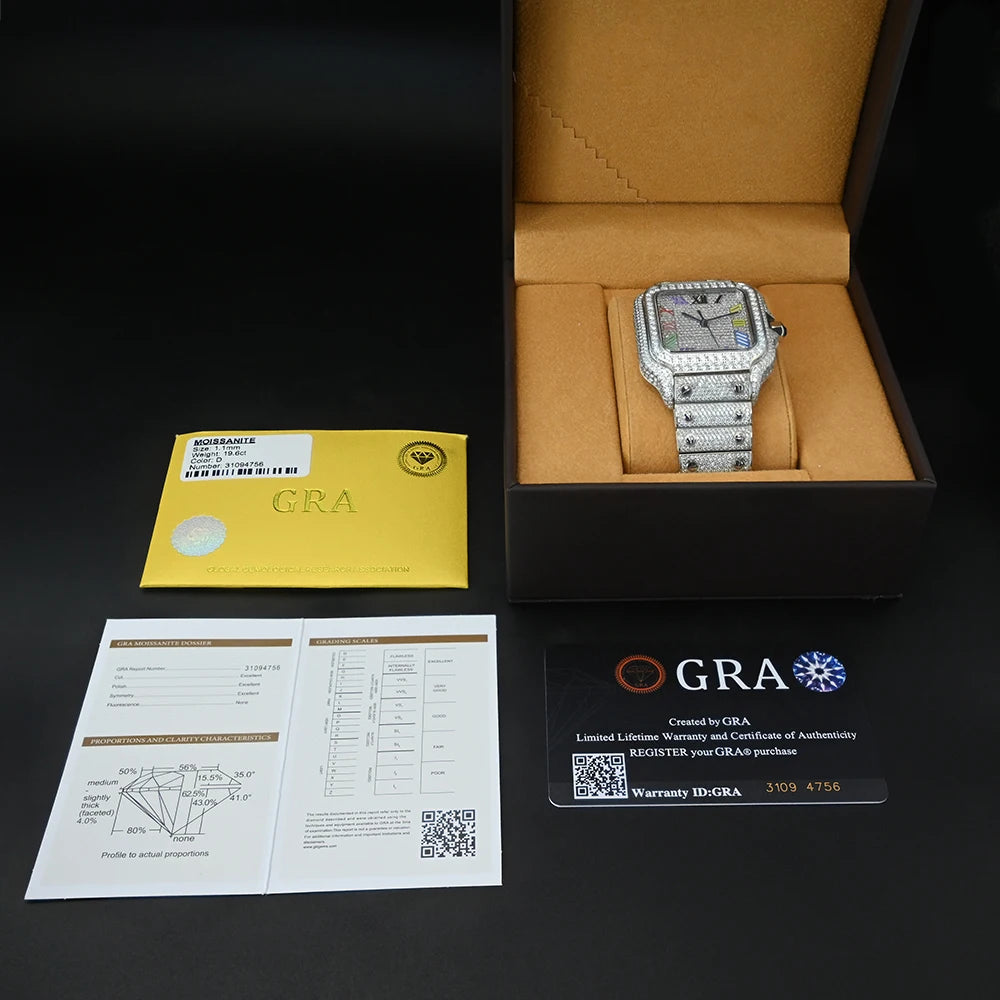    Reloj SEAKOSS de 40 mm con Diamantes de Moissanita, Reloj de Pulsera Mecánico Automático, Estilo Hip Hop, Joyería de Lujo