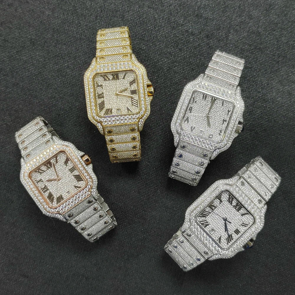    Reloj SEAKOSS de 40 mm con Diamantes de Moissanita, Reloj de Pulsera Mecánico Automático, Estilo Hip Hop, Joyería de Lujo