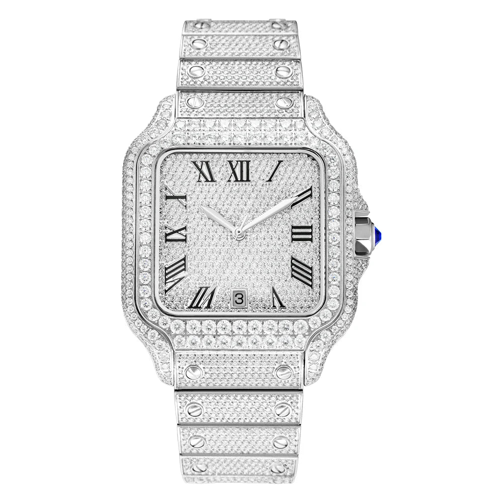    Reloj SEAKOSS de 40 mm con Diamantes de Moissanita, Reloj de Pulsera Mecánico Automático, Estilo Hip Hop, Joyería de Lujo