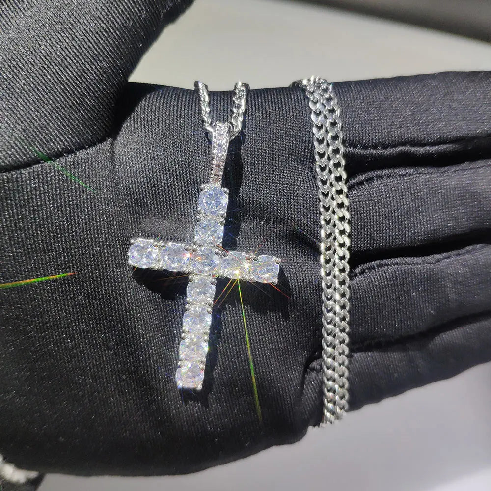 COLGANTE CRUZ ICED OUT CON PIEDRAS – CADENAS ESTILO SOGA, VVS Y MÁS VARIANTES