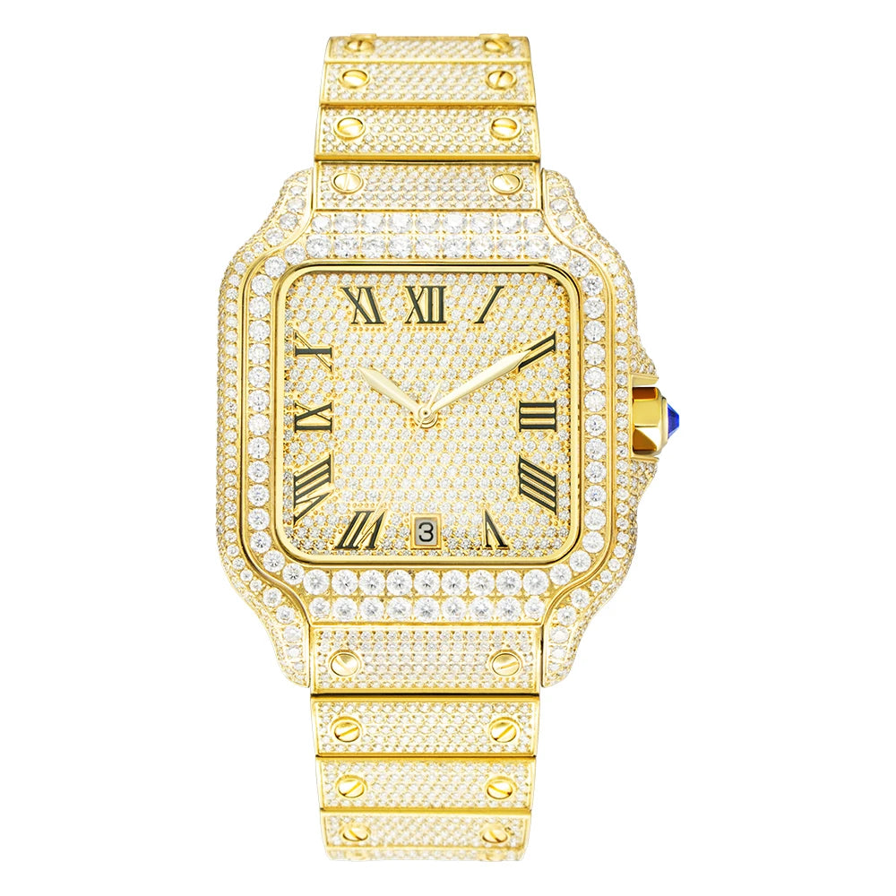    Reloj SEAKOSS de 40 mm con Diamantes de Moissanita, Reloj de Pulsera Mecánico Automático, Estilo Hip Hop, Joyería de Lujo