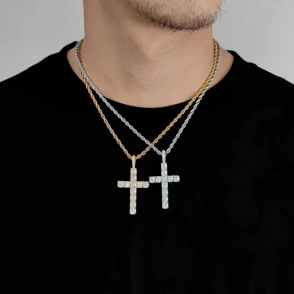 COLGANTE CRUZ ICED OUT CON PIEDRAS – CADENAS ESTILO SOGA, VVS Y MÁS VARIANTES
