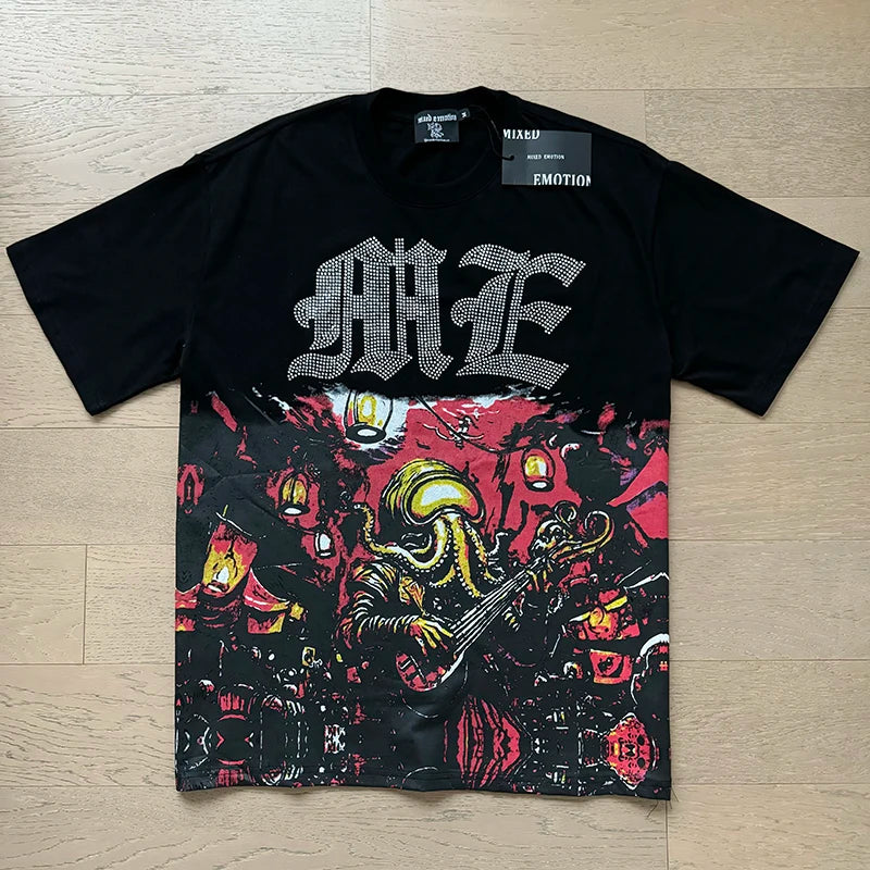 "Camiseta Unisex con estampado de Ángel, mezcla de tejidos, ideal para el streetwear en pareja. Cuello redondo, manga corta y un diseño moderno para brillar en verano."