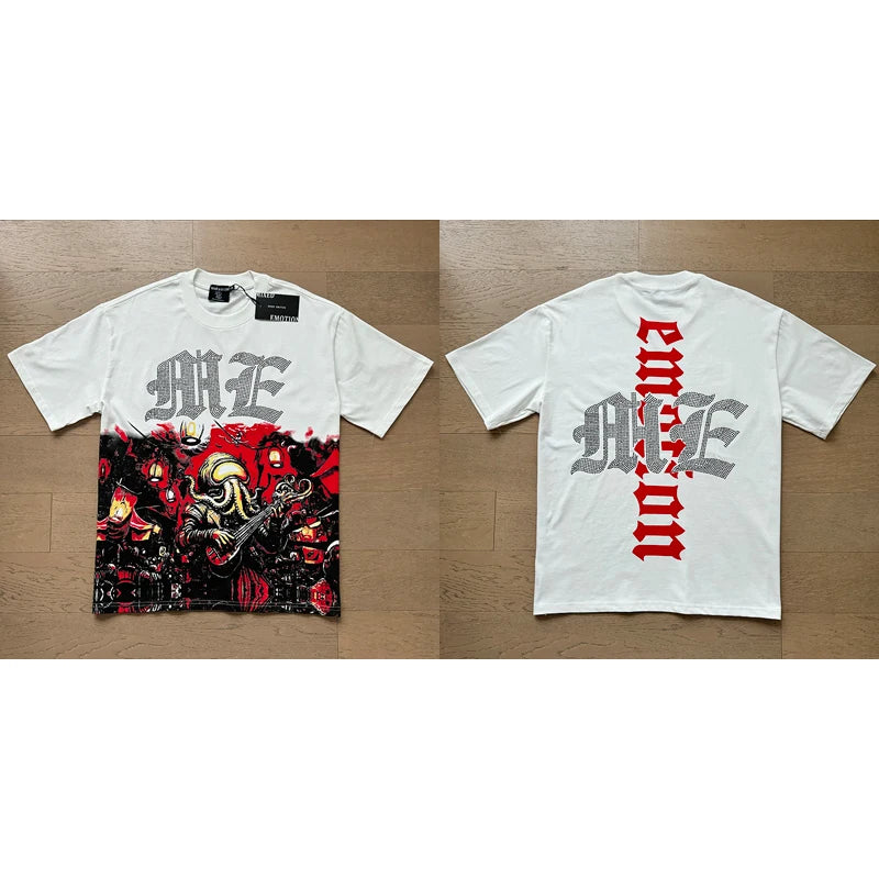 "Camiseta Unisex con estampado de Ángel, mezcla de tejidos, ideal para el streetwear en pareja. Cuello redondo, manga corta y un diseño moderno para brillar en verano."