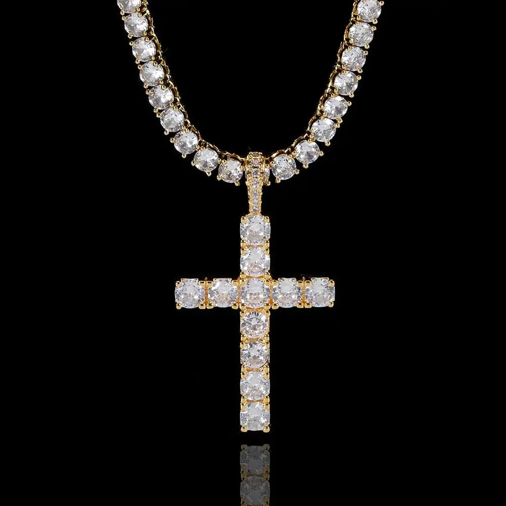COLGANTE CRUZ ICED OUT CON PIEDRAS – CADENAS ESTILO SOGA, VVS Y MÁS VARIANTES