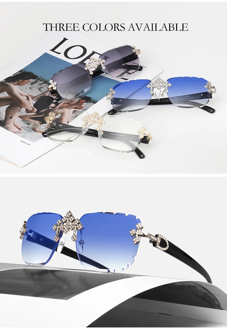 "GAFAS DE SOL CON PIEDRAS BRILLANTES", o "GAFAS CON DIAMANTES SIMULADOS"